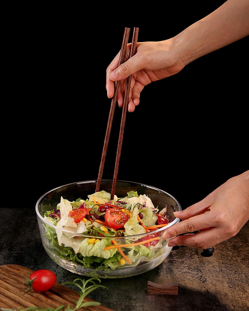 Donxote 12 Inches Cooking Chopsticks 2 Pairs with Chopstick Rest, Kitchen Noodles Frying Wok Long Chopstick, Wooden Reusable Chop Sticks, Apply to Asian Cooking Deep-Fry Food - Image 4
