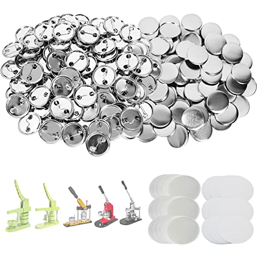 Mostme 300 Sets 1.25 inch Button Maker Supplies, 32mm Button Supplies Parts Badge Part, Buttons Making Supplies, Includes Metal Pin Back Cover, Metal Shells, Blank Paper&Clear Film - Image 1