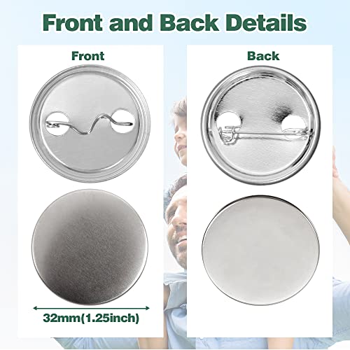 Mostme 300 Sets 1.25 inch Button Maker Supplies, 32mm Button Supplies Parts Badge Part, Buttons Making Supplies, Includes Metal Pin Back Cover, Metal Shells, Blank Paper&Clear Film - Image 3