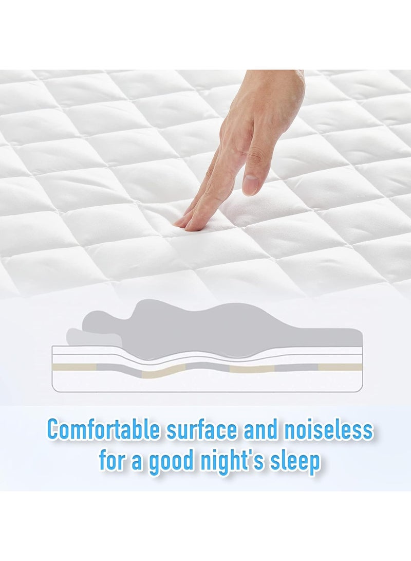 100% Waterproof Mattress Pad Protector,Breathable Quilted Mattress Cover,Breathable Mattress Protector,Soft Breathable Mattress Pad Cover,Dust Proof Mattress Protector (White-180cm*220cm)  - Image 5