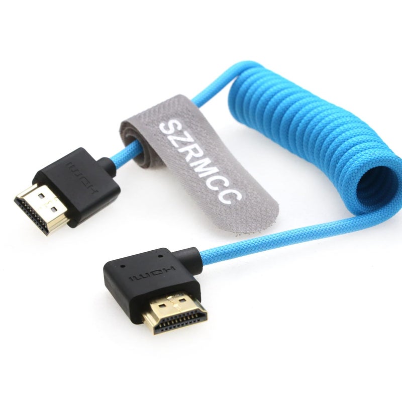 اس زد ار ام سي سي كابل 8K HDMI إلى HDMI بزاوية قائمة فائق السرعة ملفوف مضفر للكاميرا Z Cam E2 Sony FX6 FX9 Canon EOS C70 C300 Portkeys BM5 Atomos Ninjav V Shogun Monitor - Image 2