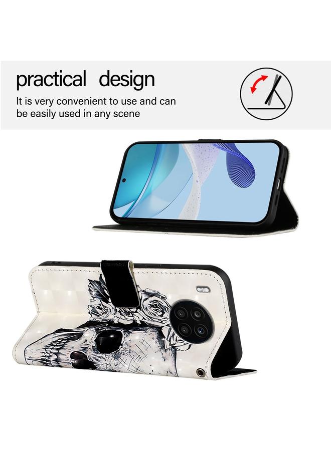 اس-توب جراب لهاتف Honor 50 Lite / Huawei Nova 8i جراب هاتف جلدي قابل للطي أفقيًا برسومات ثلاثية الأبعاد - Image 3