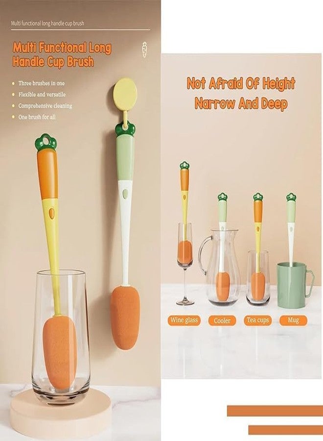 A4SHOP 3-in-1 Baby Bottle Brush Cleaner Set - Multifunctional Bottle Cleaning Brush with Replaceable Sponge Head and Silicone Nipple Cup Cleaner Types of Bottles and Accessories - Image 4