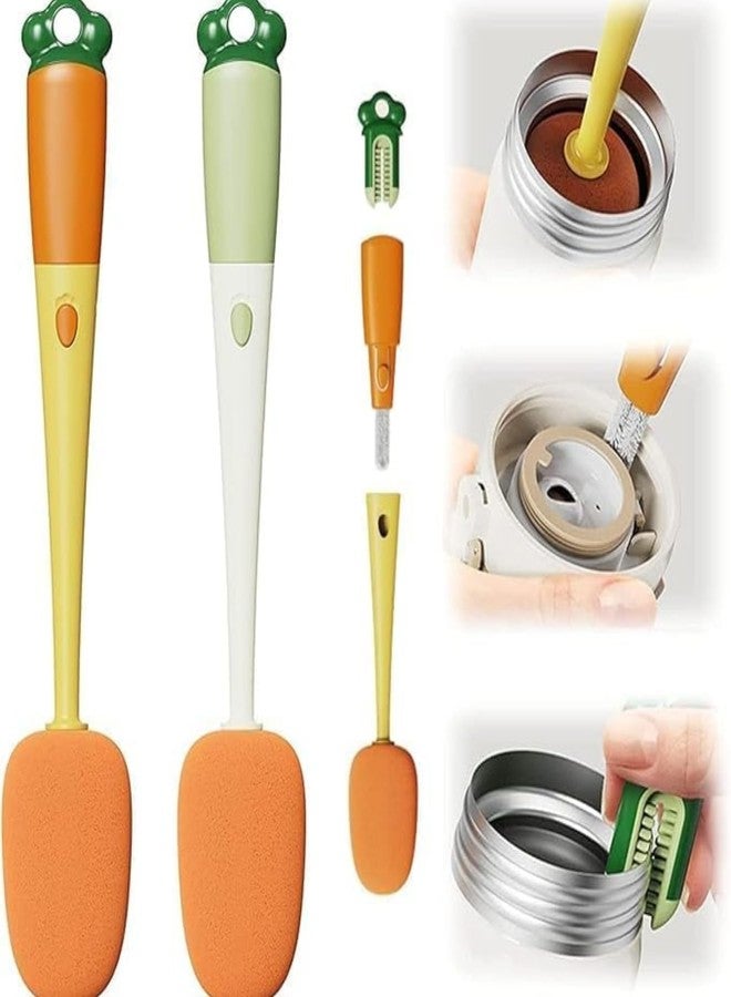 A4SHOP 3-in-1 Baby Bottle Brush Cleaner Set - Multifunctional Bottle Cleaning Brush with Replaceable Sponge Head and Silicone Nipple Cup Cleaner Types of Bottles and Accessories - Image 1