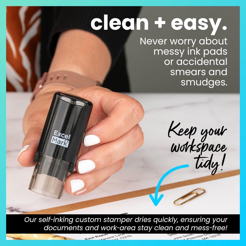 ExcelMark Round Teacher Stamp - Frown FACE 1 - RED Ink - Image 3