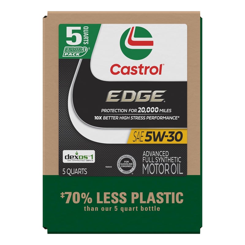 Castrol زيت محرك كاسترول إيدج 5W30 الاصطناعي الكامل المتقدم 5 كوارت عبوة صديقة للبيئة