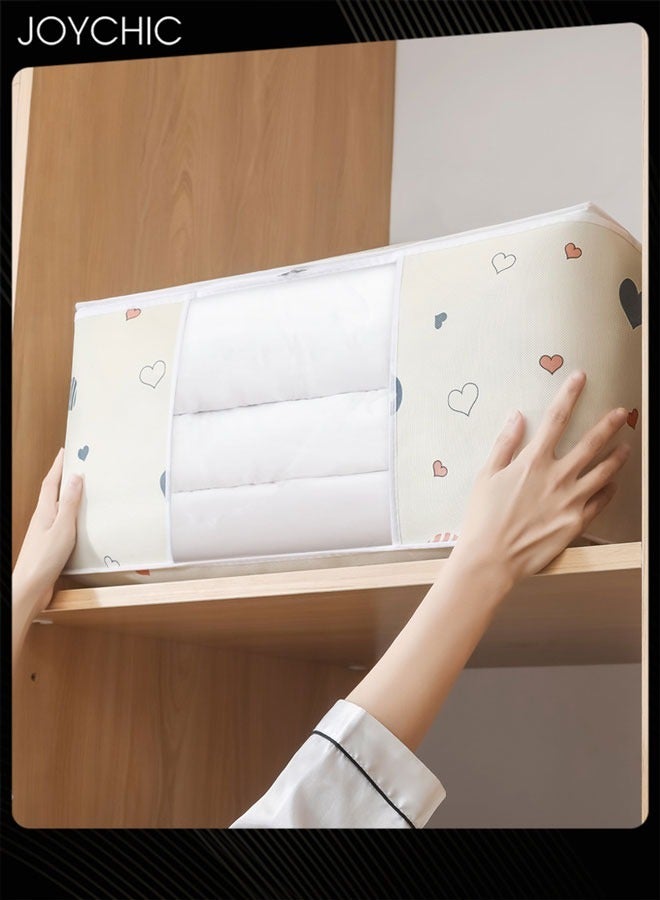 Joychic 2-piece Lovely Cartoon Design Large Capacity Saving Space Clothing Quilt Storage Bag Multifunctional Dustproof and Moistureproof Supplies Moving Clothes Packing Organizers Beige  - Image 5
