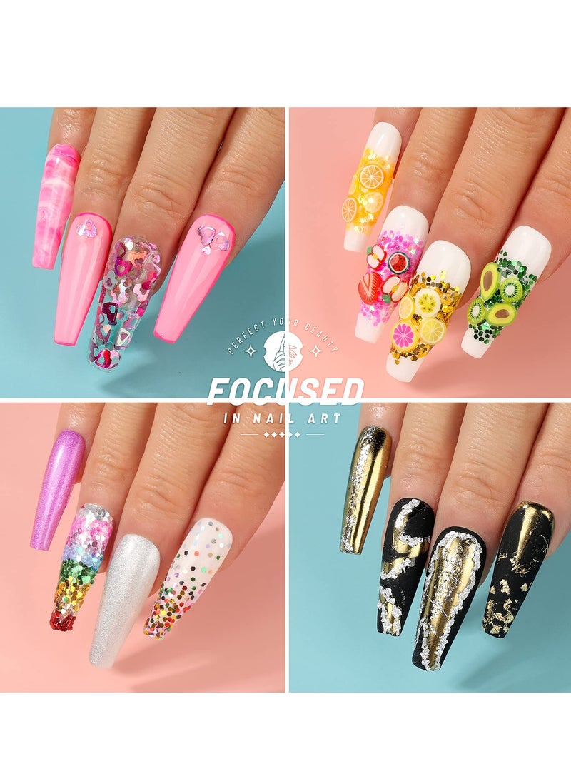 SOLARAE Nail Art Decoration Kit 12 Colors of Rhinestones Nail Art Fruit Slices Chunky Glitter Nail Sequins Laser Star Holographic Sparky Mixed Heart Nail Decorations - Image 5