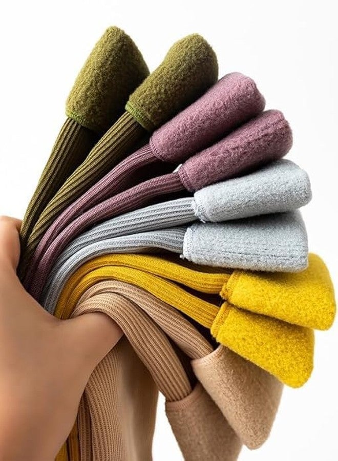 KITDAO Winter Thumb Toe Adult Warm Line Ribbed Snow Womens Stretch Knit Super Thick Wool Fur Socks Plush Thermal Men Women Fashion Fuzzy Solid Color Velvet Snow Socks (pack of 4) - Image 4