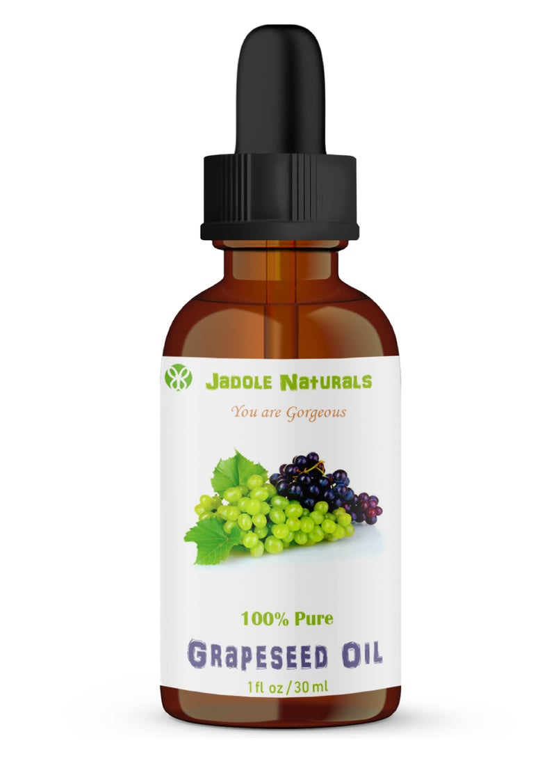 Jadole Naturals Grapeseed Oil - 30ml , Ideal for Moisturizers, Creams, Lotions, Lip Balms & Soap Making  - Image 1