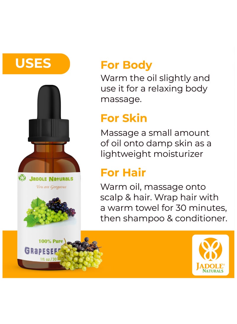 Jadole Naturals Grapeseed Oil - 30ml , Ideal for Moisturizers, Creams, Lotions, Lip Balms & Soap Making  - Image 3