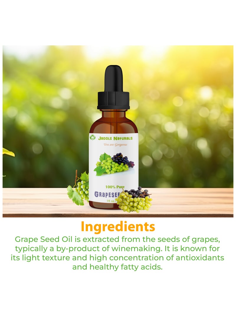 Jadole Naturals Grapeseed Oil - 30ml , Ideal for Moisturizers, Creams, Lotions, Lip Balms & Soap Making  - Image 4