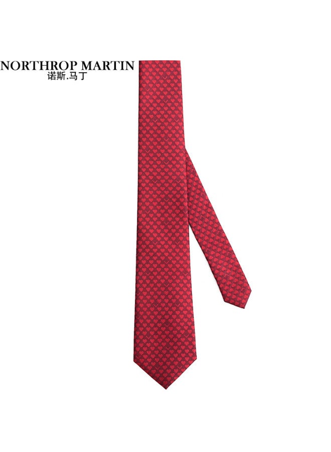 Northrop Martin Luxury High-end Silk Tie For Men, Business Formal Wear, Hand-tied, Wedding Red Gift Box Set, Elegant Feel