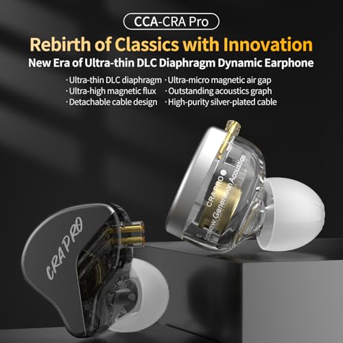 CCA CRA PRO in Ear Monitor Headphones, Ultra-Thin DLC Diaphragm Dynamic Driver Gaming Earbuds, Clear Sound & Deep Bass, IEMS for Singer Musicians Drummers DJ - Image 2