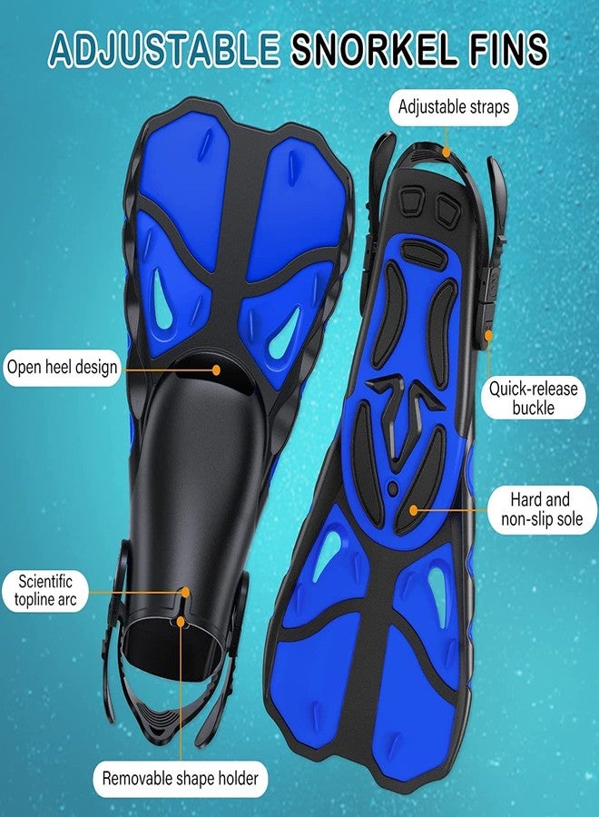 VBM Mask Fins Snorkel Set Snorkeling Gear for Adults Kids, Swim Goggles Panoramic View Anti-Fog Anti-Leak, Dry Top Snorkel and Dive Flippers Kit for Diving Scuba Swimming Freediving - Image 5