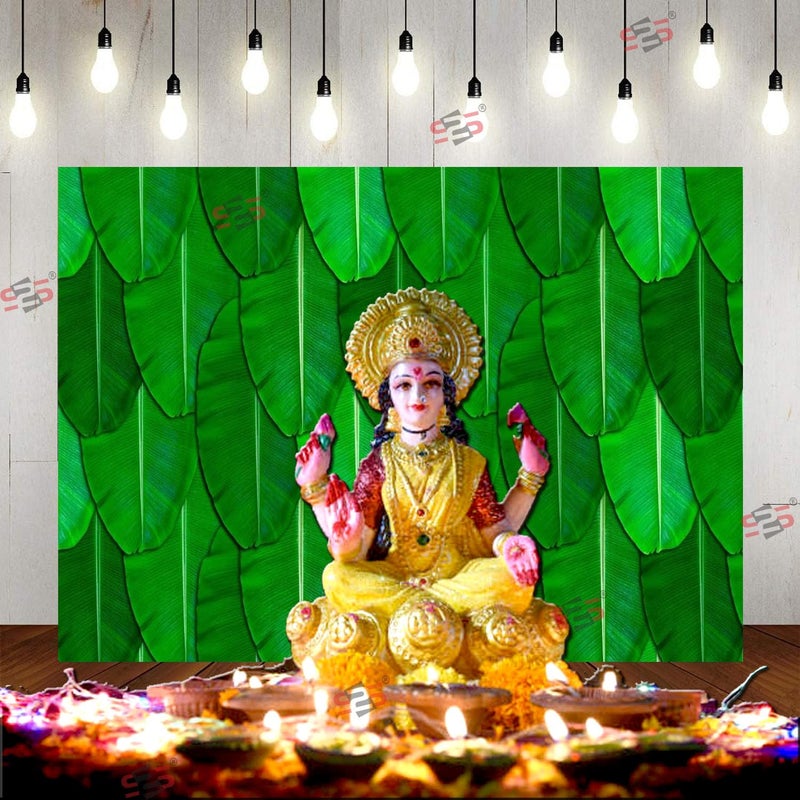 S2S قماش خلفية زفاف أنيق بتصميم ورقة الموز | لجميع المهرجانات/الفعاليات المنزلية/المناسبات - Image 3