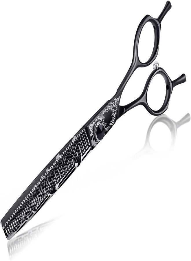 JASON 7" Thinning Dog Grooming Scissors, Ergonomic Pets Grooming Thinner Blender Shears Cat Trimming Texturizing with Offset Handle, Stainless Steel, Light Weight, Sharp, Safe, Comfortable Gift - Image 1