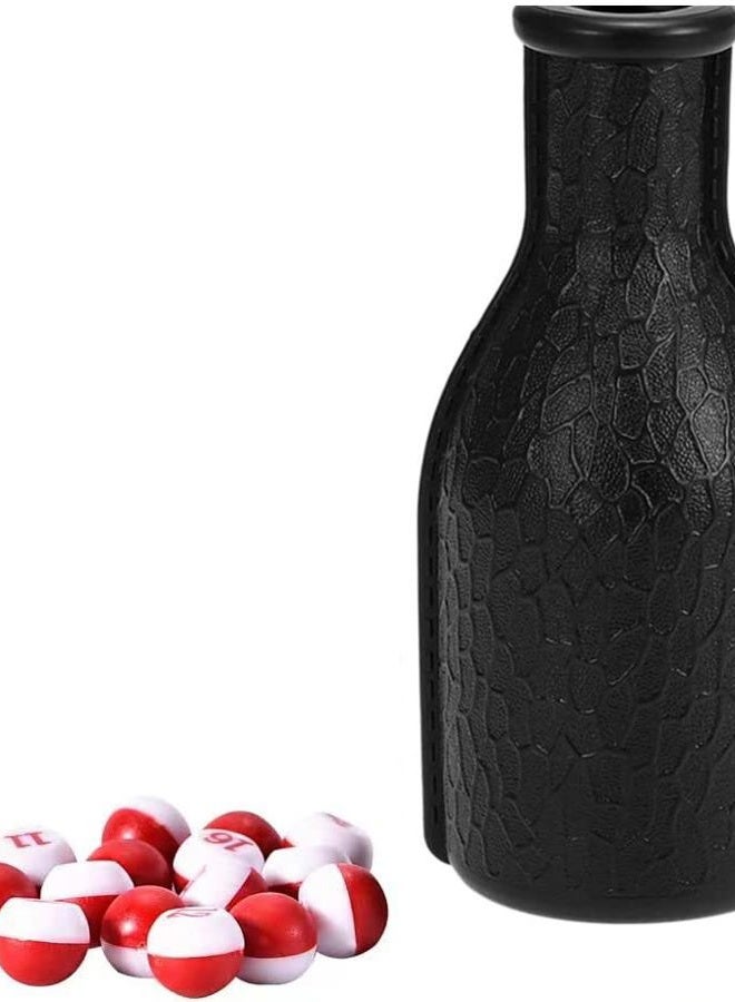 16 Red Plastic Scoring Numbered Pills, Kelly/Pill Pool, Billiard Depot Pool Plastic Tally Shaker Bottle with Peas/Balls (Black)