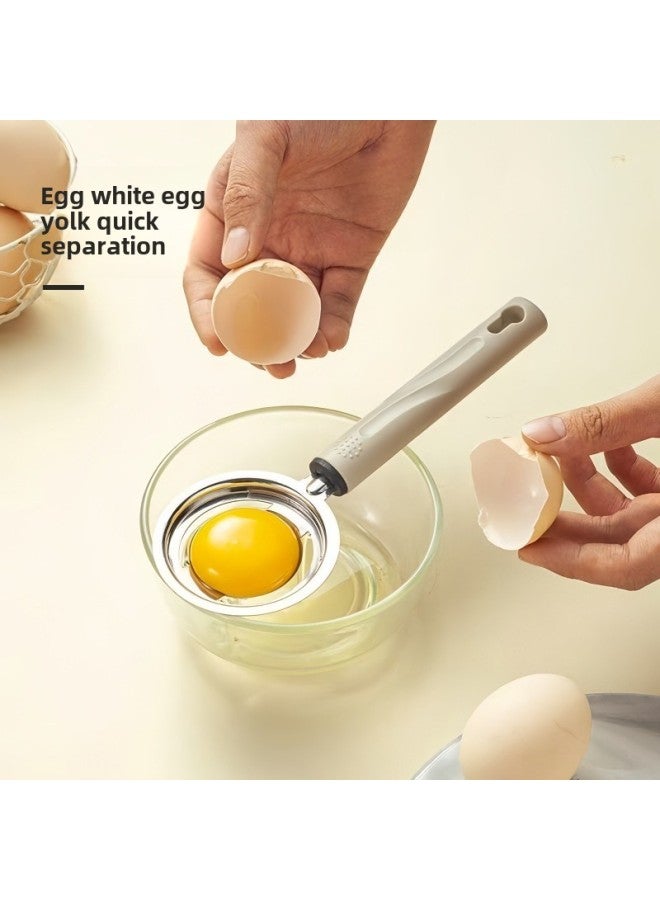 New Baby Food Supplement Tool Baby Special Egg Beater Mesh Leakage Three-piece Filter Screen Egg White Separator-Color:Warm Gray Stainless Steel Filter + Stainless Steel Egg Beater [two-piece Set A]  - Image 3