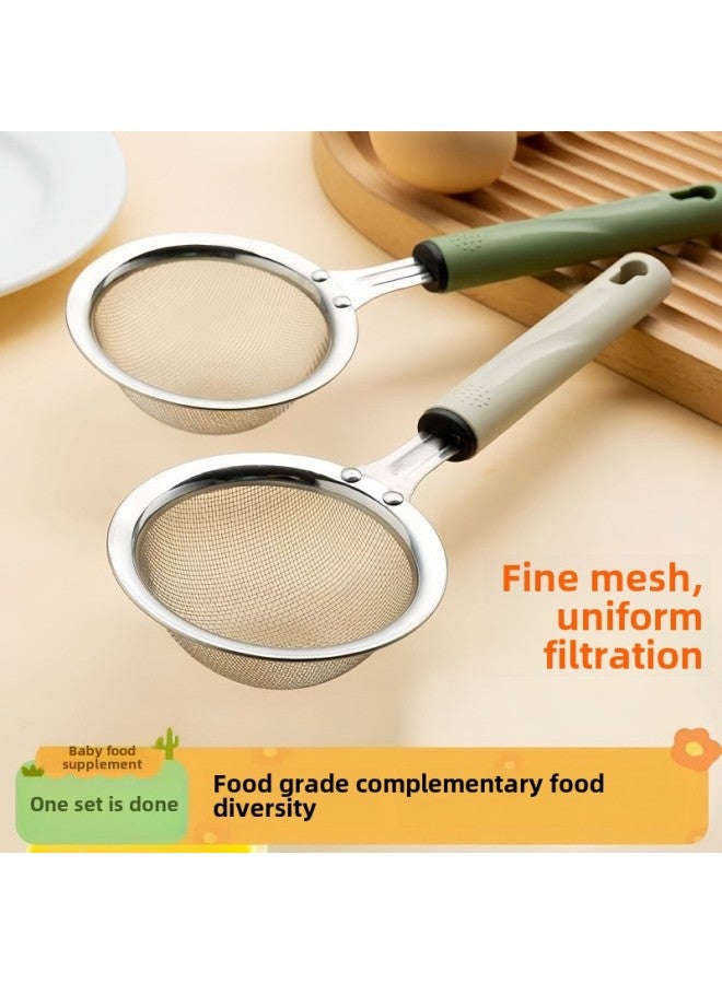 New Baby Food Supplement Tool Baby Special Egg Beater Mesh Leakage Three-piece Filter Screen Egg White Separator-Color:Warm Gray Stainless Steel Filter + Stainless Steel Egg Beater [two-piece Set A]  - Image 5