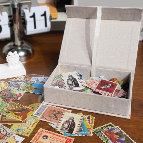 Hiwhy Photo Storage Box 5x7, Linen Photo Box, Memory Box Perfect to Store Your Photo, Pictures, Certificates, Scrapbooking Supplies, Keepsakes and Jewelry Beige - Image 3