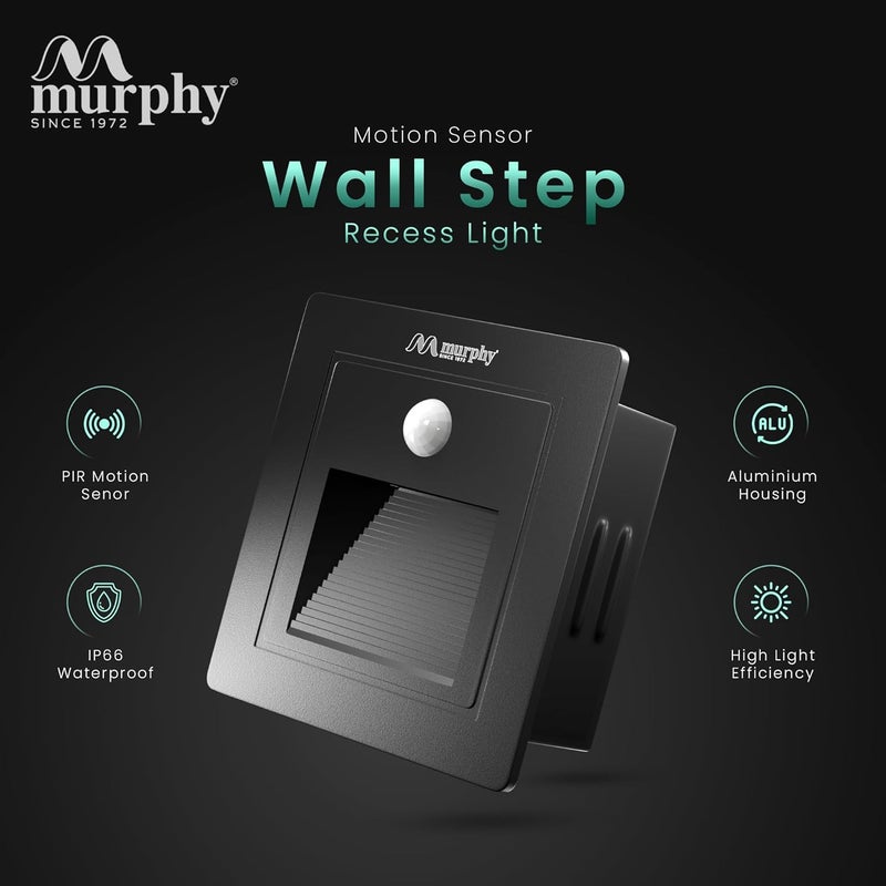 Murphy 3Watt Conceal Motion Sensor Wall Step Light Outdoor and Indoor LED Foot Light with Aluminium IP65 Grade Waterproof Body Warm White Pack of 3 - Image 2