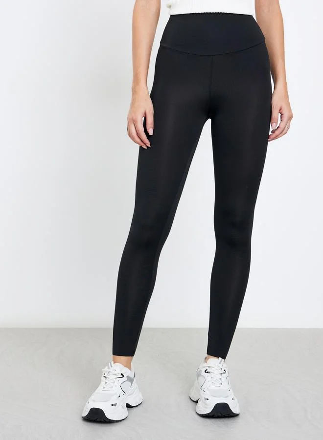 Take Two Take Two Black Solid Mid Rise Leggings