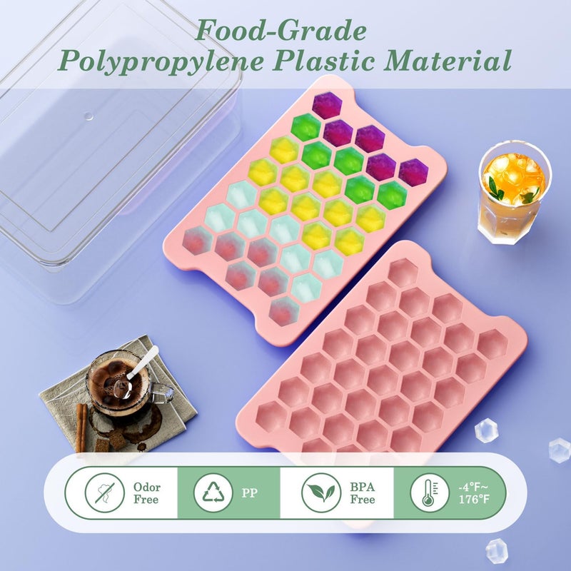 FDDAI Small Ice Cube Tray for Freezer: Easy Release Ice Cube Maker - Plastic Stackable Cubed Ice Trays and Bin - Making Tiny Honeycomb Icecubes - Image 2