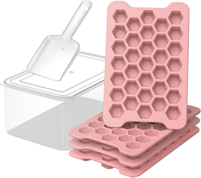 FDDAI Small Ice Cube Tray for Freezer: Easy Release Ice Cube Maker - Plastic Stackable Cubed Ice Trays and Bin - Making Tiny Honeycomb Icecubes - Image 1
