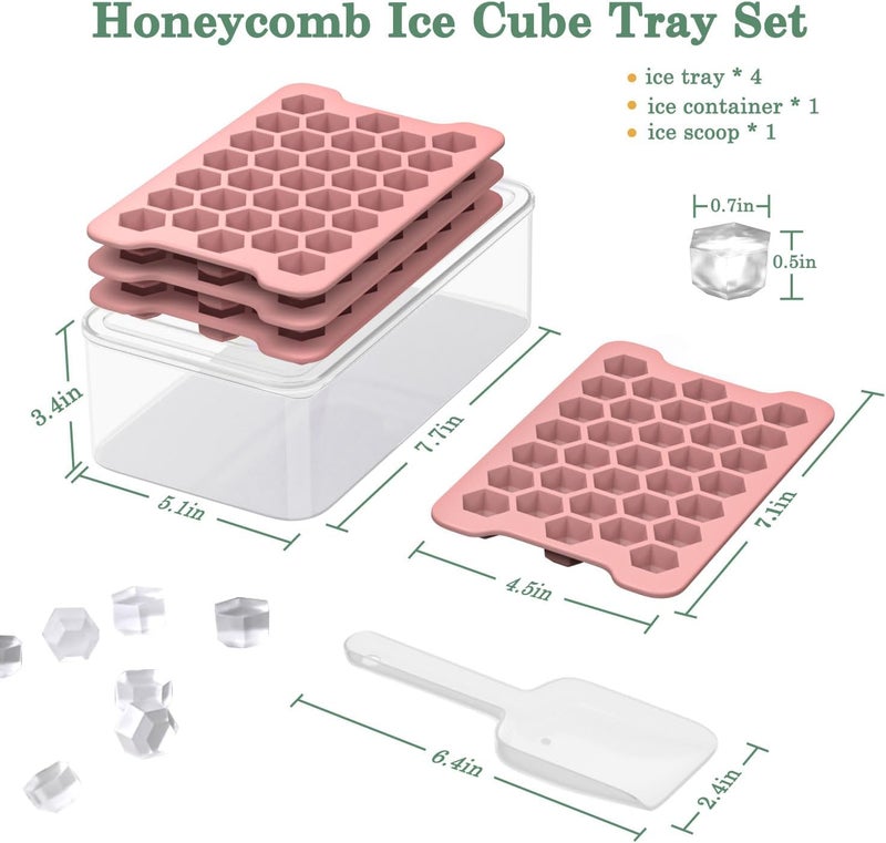 FDDAI Small Ice Cube Tray for Freezer: Easy Release Ice Cube Maker - Plastic Stackable Cubed Ice Trays and Bin - Making Tiny Honeycomb Icecubes - Image 5