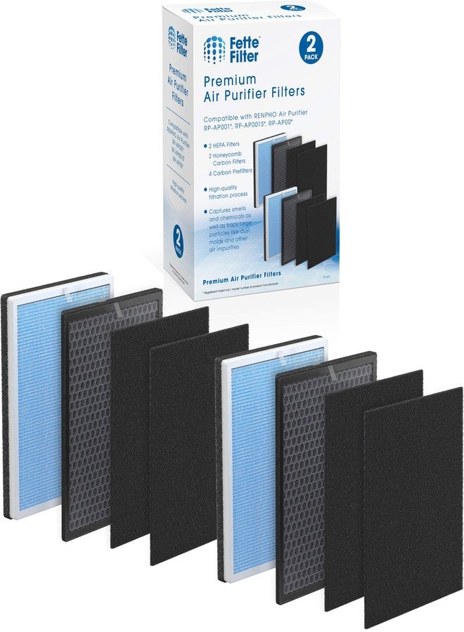 Fette Filter RP-AP001 Premium H13 True Hepa Filter Set Compatible with RENPHO Air Purifier Model RP-AP001 RP-AP001S RP-AP002 Part Number RP-AP001 RP-AP001-F1 (2 Sets Included) - Image 1