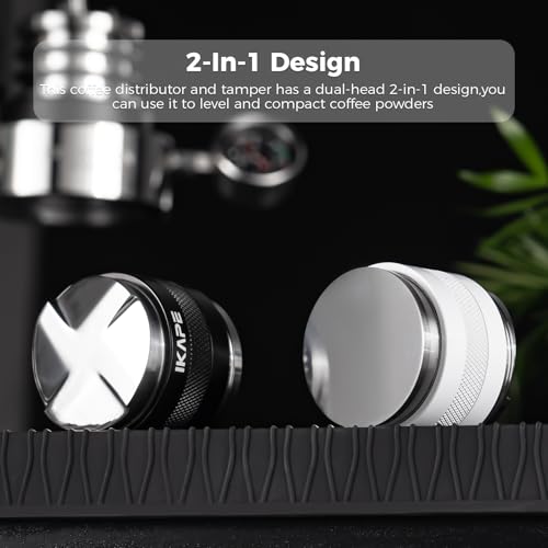 IKAPE Coffee Products, 51mm Coffee Distributor & Hand Tamper, Adjustable Depth Espresso Distributor Fits All 51mm Espresso Portafilter, Compatible with Delonghi Bottomless Portafilter (Black) - Image 3