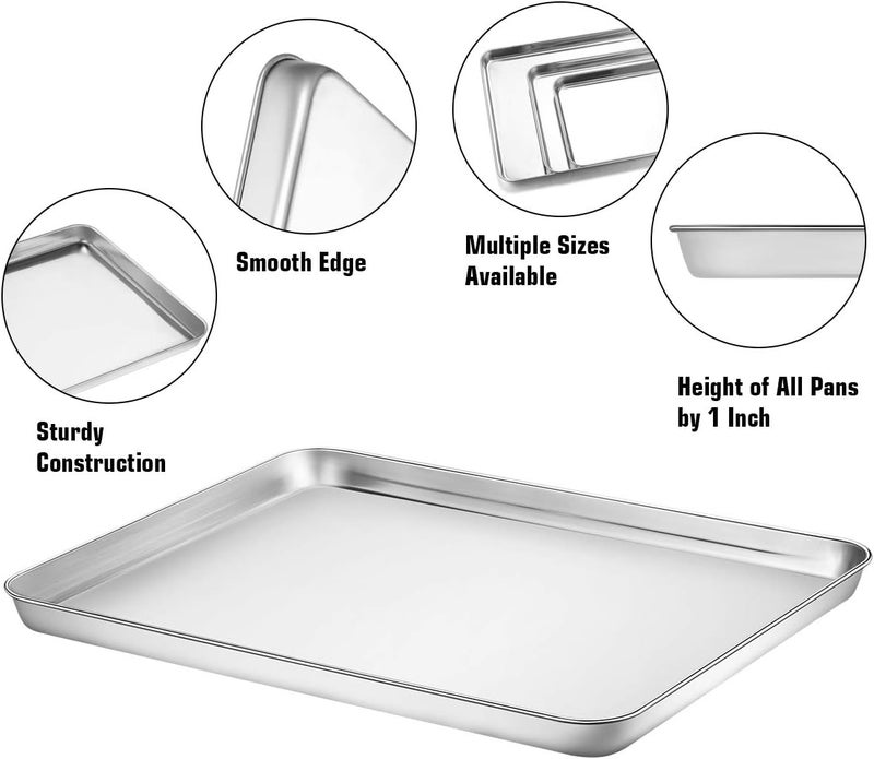 Wildone Baking Sheet with Silicone Mat Set, Set of 6 (3 Sheets + 3 Mats), Stainless Steel Cookie Sheet Baking Pan with Silicone Mat, Non Toxic & Heavy Duty & Easy Clean - Image 2