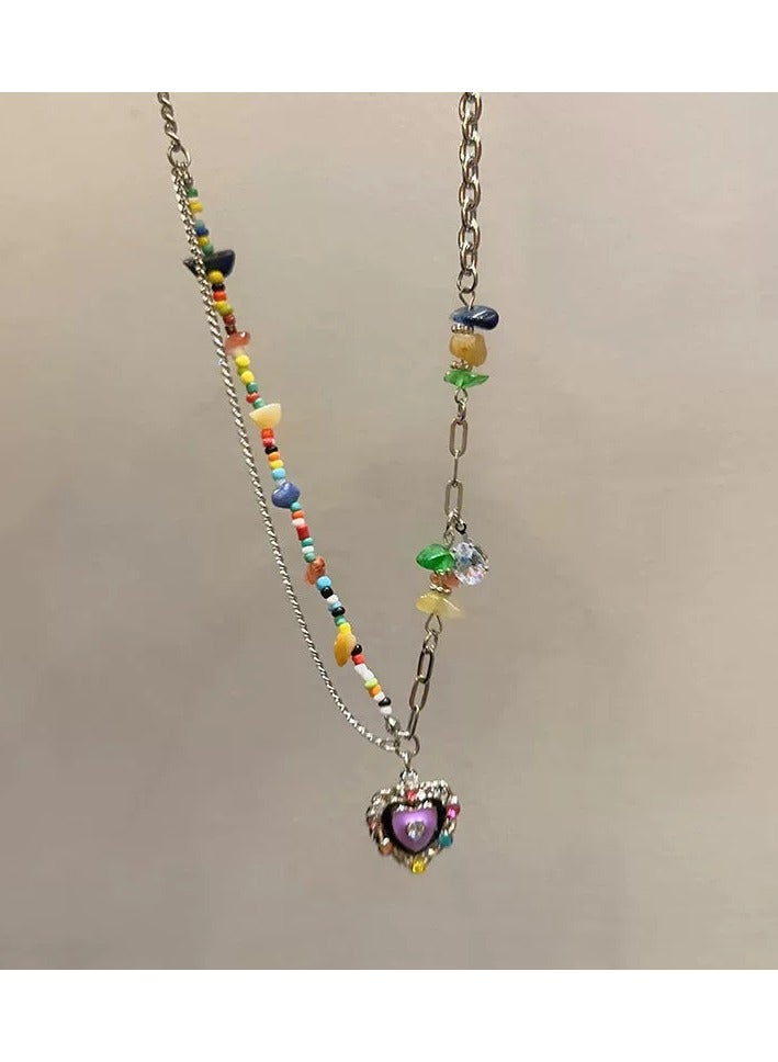 Goolsky Trendy Beaded Heart Zircon Necklace – Unique Sweet & Edgy Y2K Style Collar Chain for Women  - Image 3