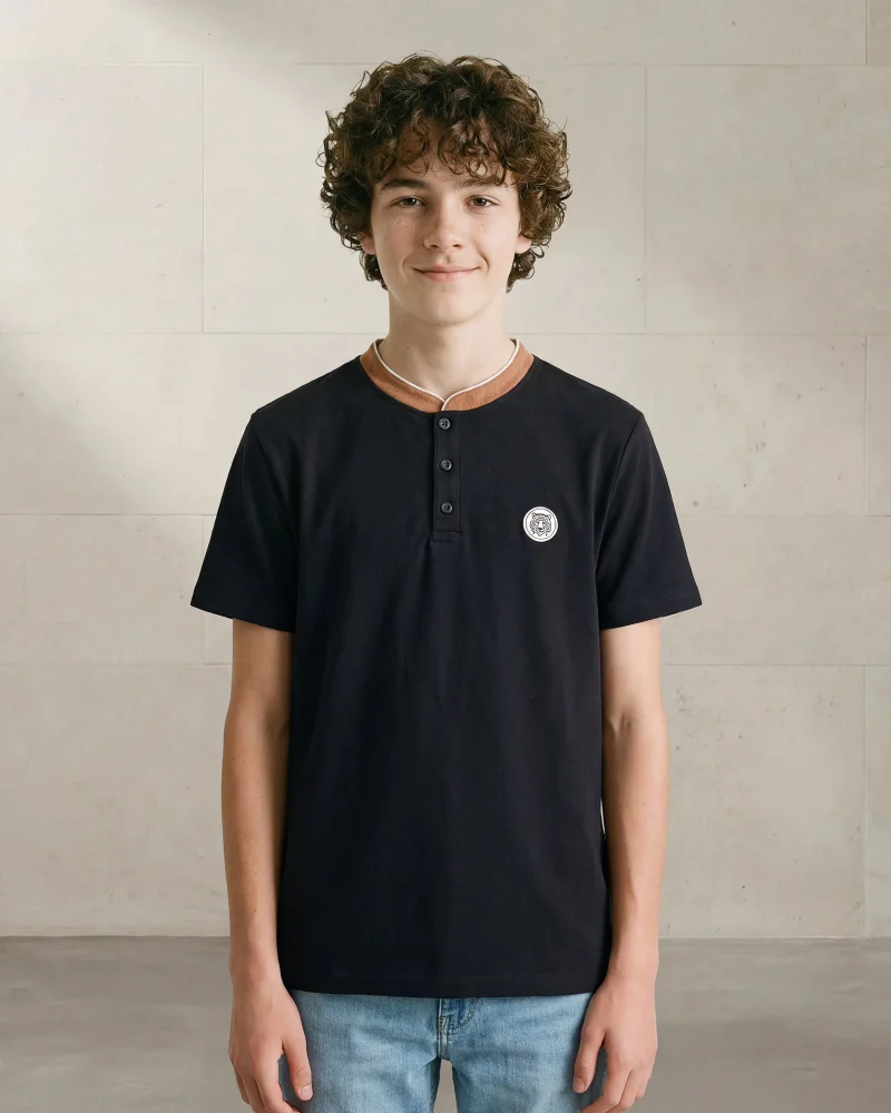 REDTAG Senior Boys Black Plain Polo Shirt