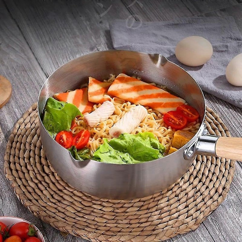 Cloudzy Sugar and Chocolate Melting Pot Saucepan Milk Pot with Wooden Handle Pouring Spout for Soup Noodles Traditional Japanese Butter Melting Sauce Pan - Image 2
