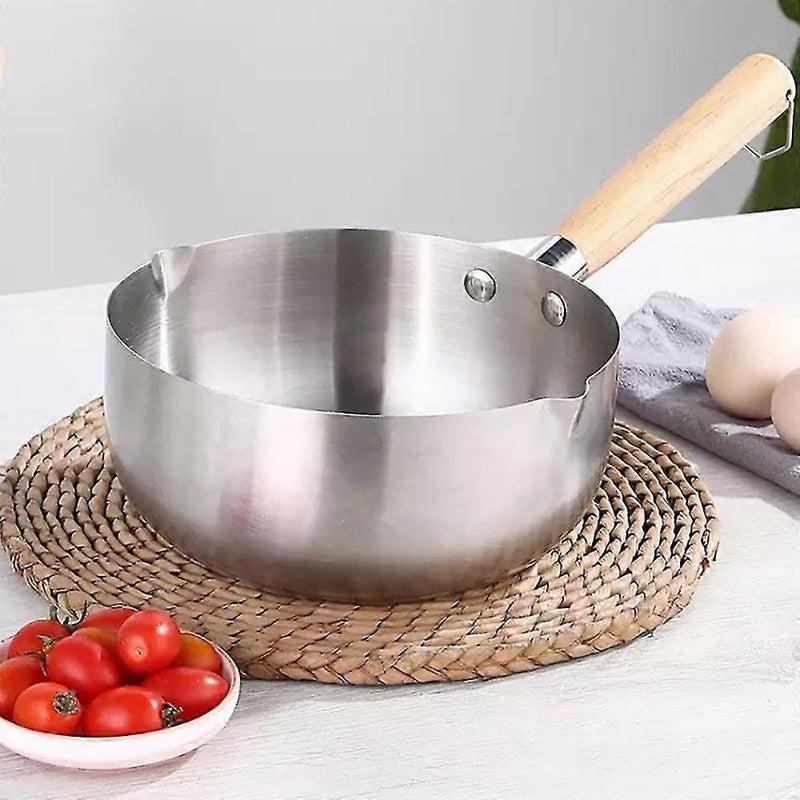 Cloudzy Sugar and Chocolate Melting Pot Saucepan Milk Pot with Wooden Handle Pouring Spout for Soup Noodles Traditional Japanese Butter Melting Sauce Pan - Image 5
