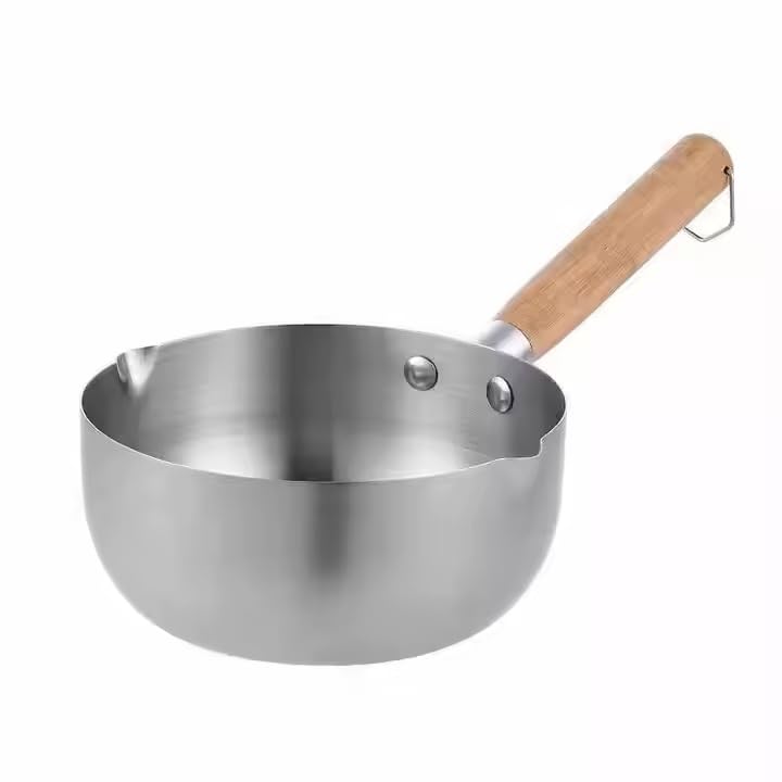 Cloudzy Sugar and Chocolate Melting Pot Saucepan Milk Pot with Wooden Handle Pouring Spout for Soup Noodles Traditional Japanese Butter Melting Sauce Pan - Image 1