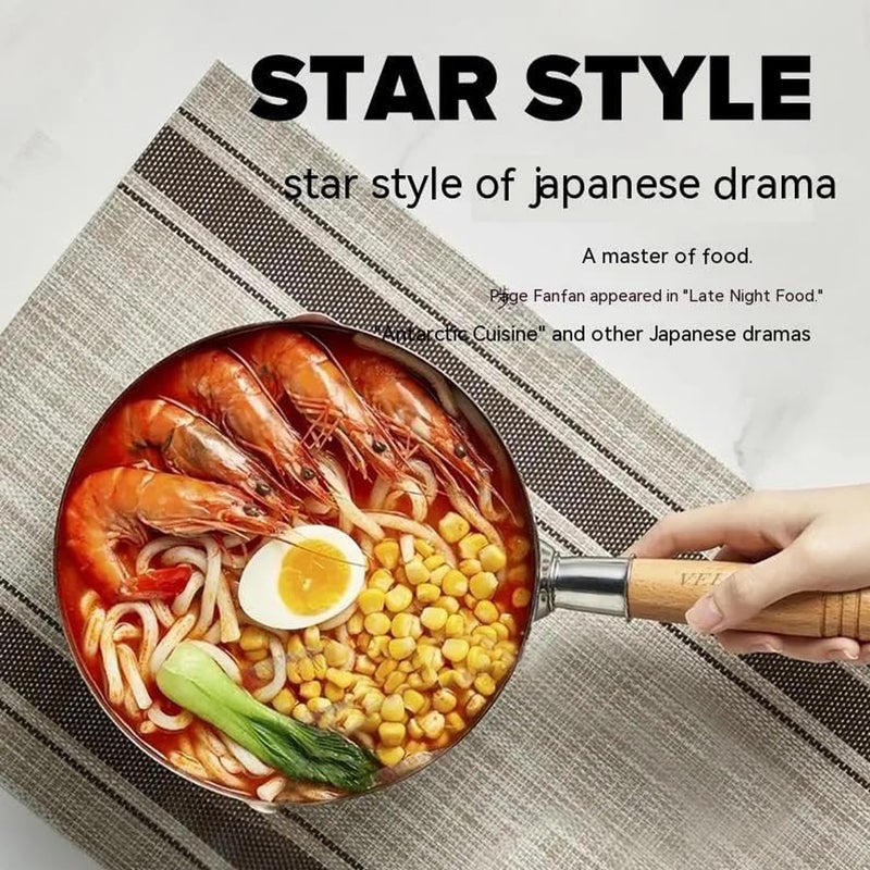 Cloudzy Sugar and Chocolate Melting Pot Saucepan Milk Pot with Wooden Handle Pouring Spout for Soup Noodles Traditional Japanese Butter Melting Sauce Pan - Image 3