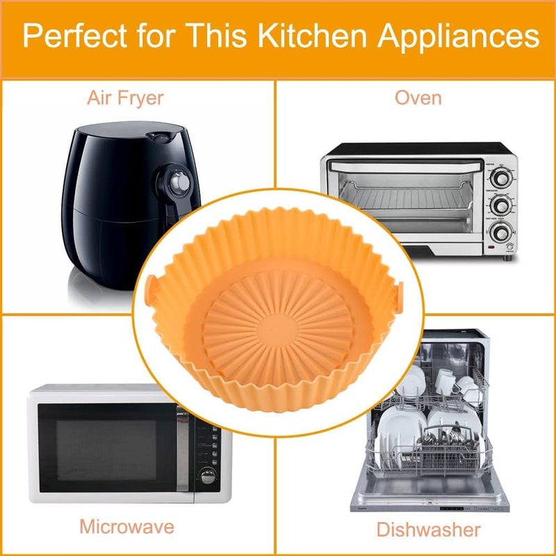 LIJIE Air Fryer Liners 216 cm Round Heat Resistant 2 Pack Multicolour Heat Resistant Silicone Oven Accessories  - Image 5