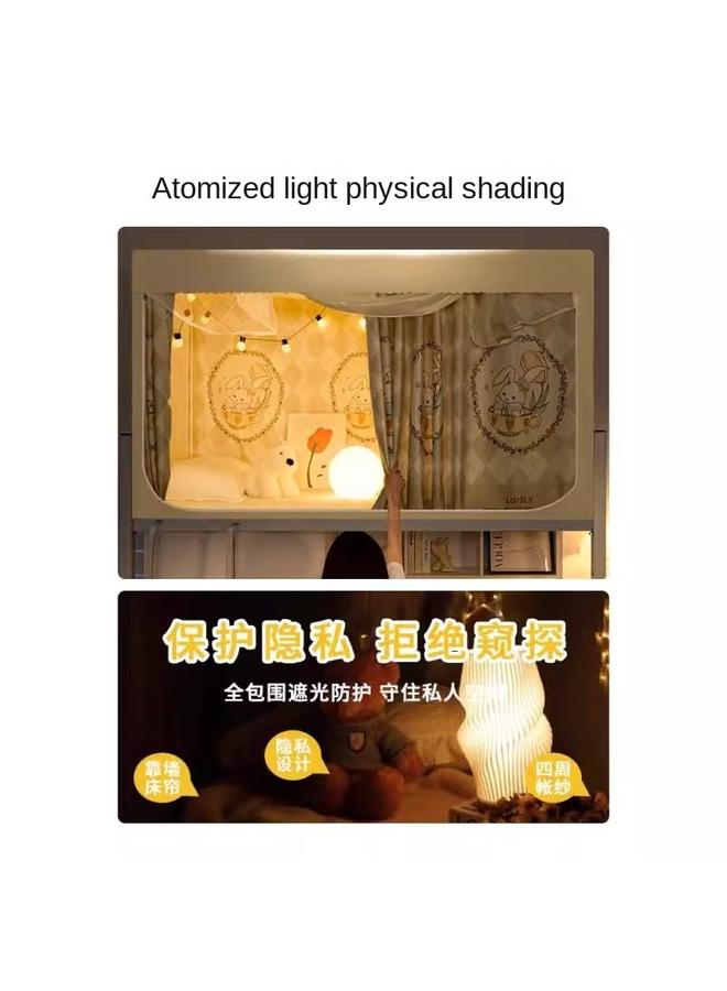 الأزرق جي دبليو 一体式床帘蚊帐学生宿舍遮光上铺上下铺2024新款窗帘床幔帘子遮挡 - Image 3