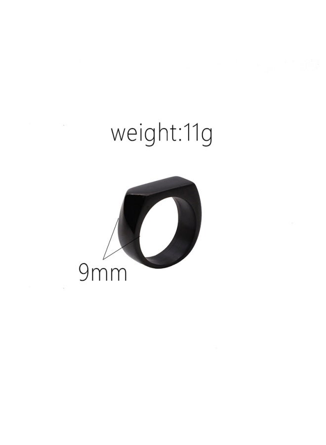 European And American Plain Titanium Steel Black Steel Ring Personalized Non-fading Boys' Food Ring Hand elry