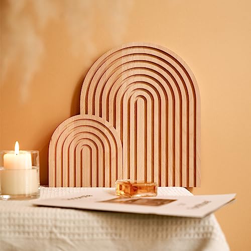 Homtik Wood Rainbow Arch - Modern Boho Room Decor for Wall Shelf, Fireplace Mantel, Counter, Table - Aesthetic Home Decoration for Living Room, Kitchen, Bedroom, Office, Nursery, Set of 2 - Image 3