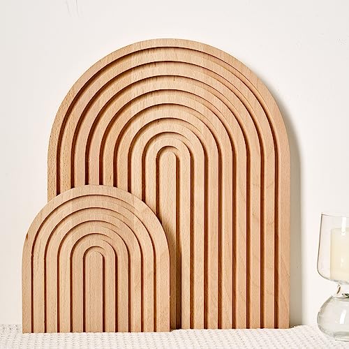 Homtik Wood Rainbow Arch - Modern Boho Room Decor for Wall Shelf, Fireplace Mantel, Counter, Table - Aesthetic Home Decoration for Living Room, Kitchen, Bedroom, Office, Nursery, Set of 2 - Image 1