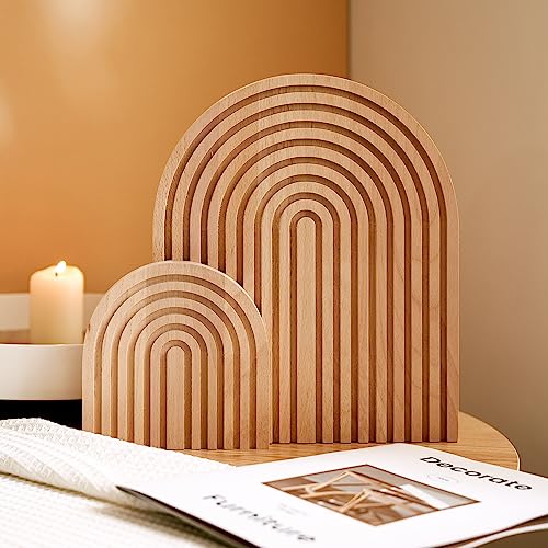 Homtik Wood Rainbow Arch - Modern Boho Room Decor for Wall Shelf, Fireplace Mantel, Counter, Table - Aesthetic Home Decoration for Living Room, Kitchen, Bedroom, Office, Nursery, Set of 2 - Image 5