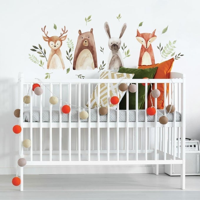 RMK4020SCS WATERCOLOR WOODLAND CRITTERS PEEL AND STICK WALL DECALS