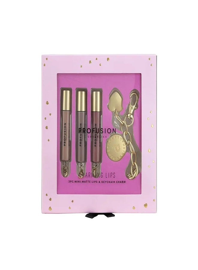 Profusion Cosmetics Charming Lips, 3 PC Mini Matte Lips and Keychain Charm, Get Glam with Long Wearing, Non Drying, and Vibrant Colored Makeup Essentials, Must Have Set for Beauty Enthusiasts - Image 3