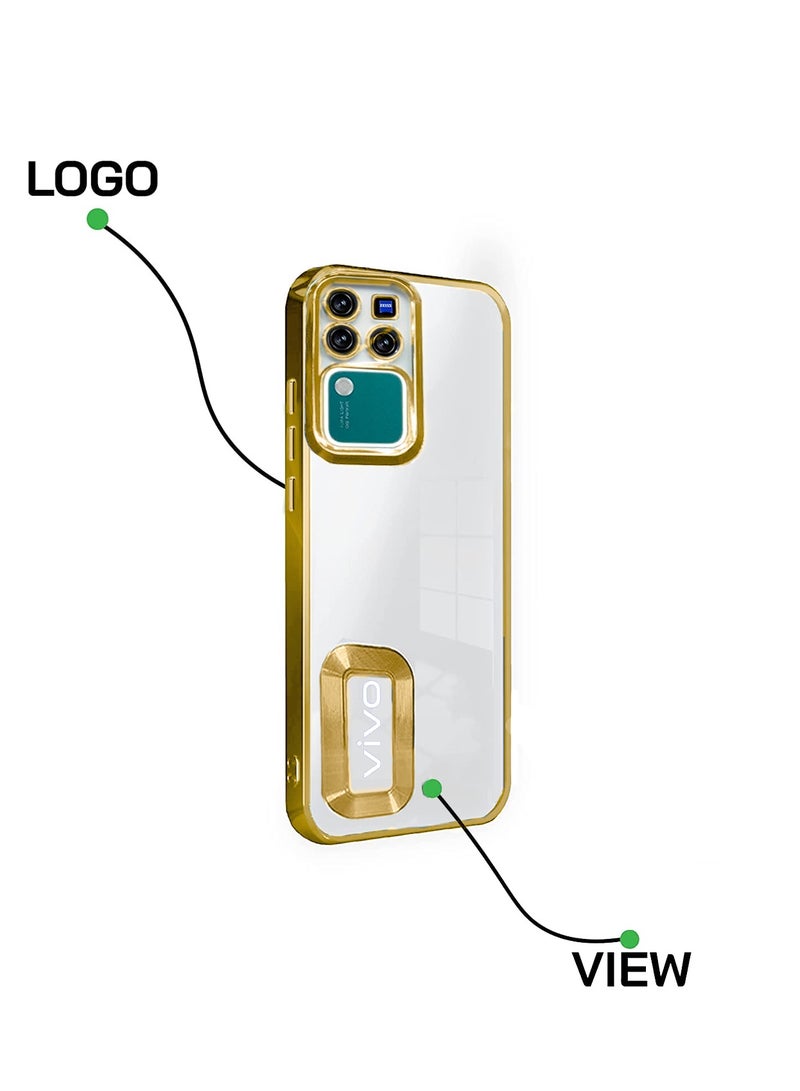 Wtech TPU Luxury Plating Raised Lips Camera Hole Case Cover For Vivo V30 / V30 Pro 5G 2024 Gold - Image 2
