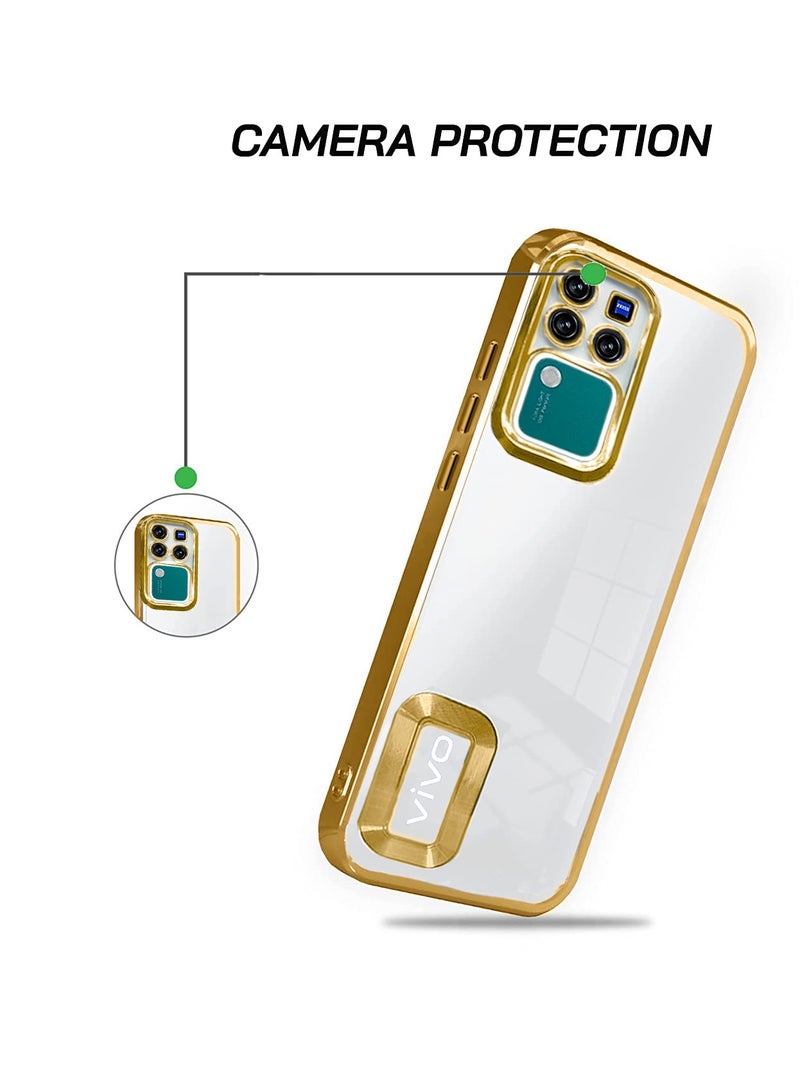 Wtech TPU Luxury Plating Raised Lips Camera Hole Case Cover For Vivo V30 / V30 Pro 5G 2024 Gold - Image 5