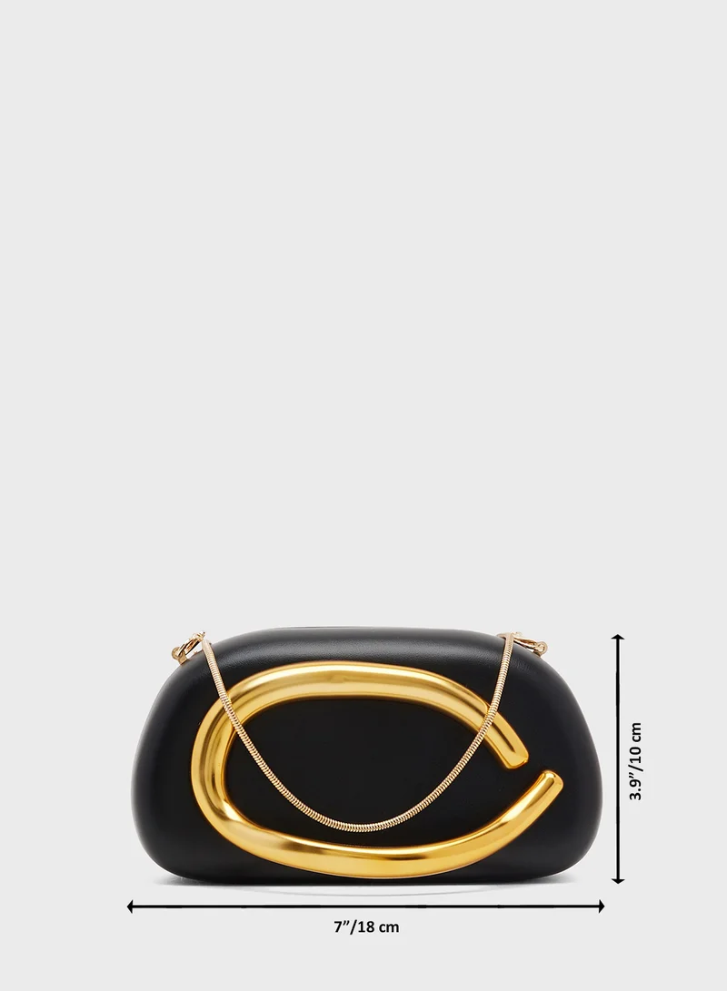 ELLA Gold Accent Statement Chain Clutch